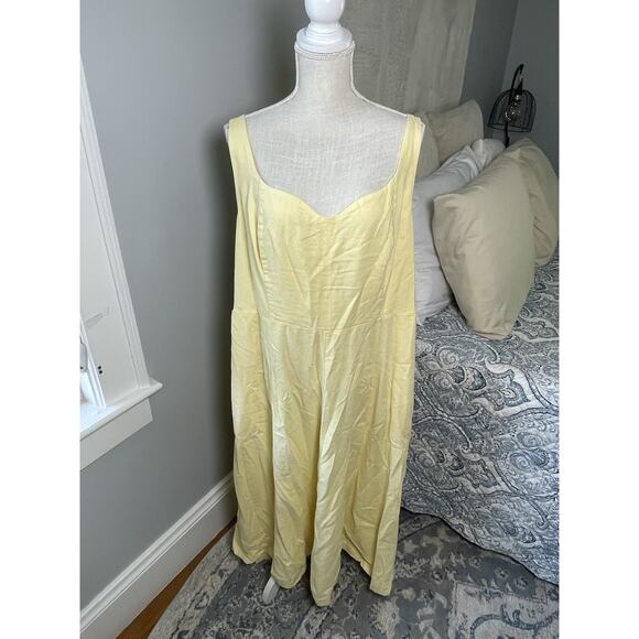 Old Navy Butter Yellow Linen Blend Maxi Dress Women’s Plus 2X Sleeveless - Picture 1 of 7